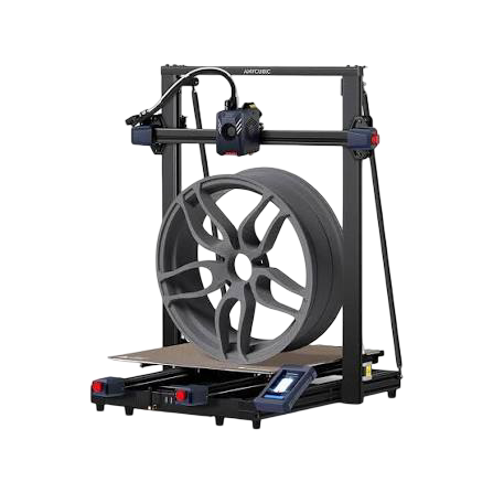 Large-format filament 3D printer producing an oversized prototype wheel